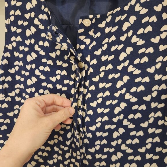 J. Crew Navy White Heart Sleeveless Dress - Size 6 - Picture 3 of 7